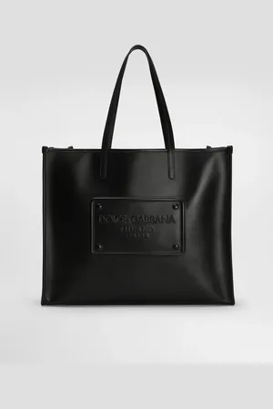 Dolce & Gabbana Calfskin Shopper With Raised Logo - Man Shoppers Leather Onesize