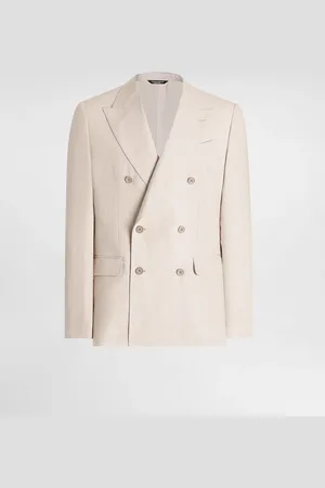 Dolce & Gabbana Double-breasted Linen Fabric Jacket - Man Suits And Blazers 46