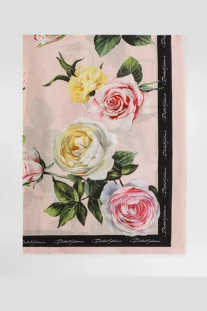 Dolce & Gabbana Modal And Cashmere Scarf With Peony And Rose (135x200) - Woman Scarves And Silks Onesize