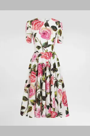 Dolce & Gabbana Cotton Calf-length Babydoll Dress With Rose - Woman Dresses 48