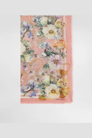 Dolce & Gabbana Large Silk And Cashmere Scarf With Floral (140x140) - Woman Scarves And Silks Onesize