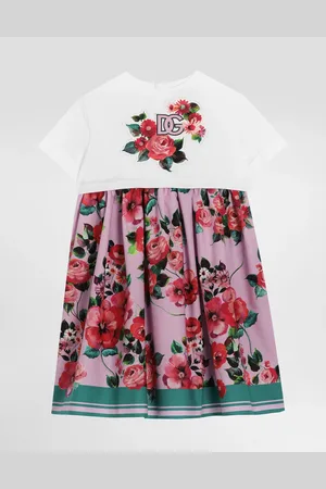 Dolce & Gabbana Printed Poplin And Jersey Dress - Woman Dresses Multi-colored 2 Years