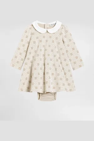 Dolce & Gabbana Jacquard Knit Dress With Dg Logo And Polka Dots - Woman Dresses Multi-colored 24/30 Months