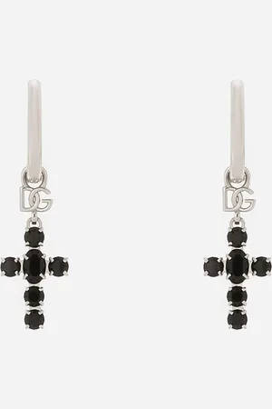 Dolce & Gabbana Earrings With Rhinestone-detailed Cross Pendant - Woman Bijoux Metal Onesize