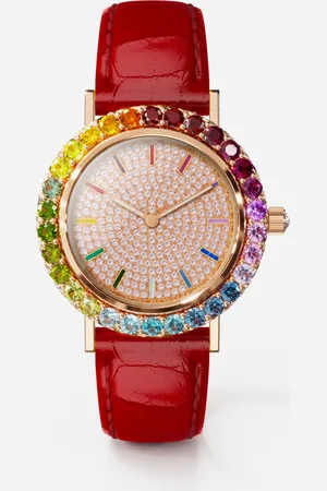 Dolce & Gabbana Iris Watch In Rose Gold With Multi-colored Fine Gems And Diamonds - Woman Watches Onesize