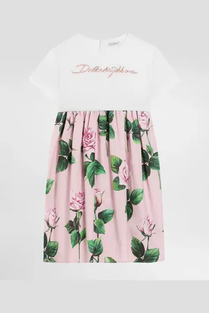 Dolce & Gabbana Rose- Poplin And Jersey Dress - Woman Dresses Multi-colored 2 Years