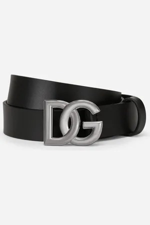 Dolce & Gabbana Lux Leather Belt With Crossover Dg Logo Buckle - Man Belts Leather 105