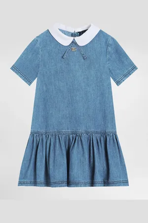 Dolce & Gabbana Chambray Dress With Dg Logo - Woman Dresses Multi-colored 6 Years