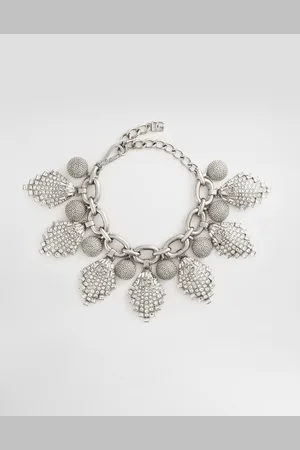 Dolce & Gabbana Maxi-necklace With Chain, Rhinestones Accents And Dg Logo - Woman Bijoux Metal Onesize