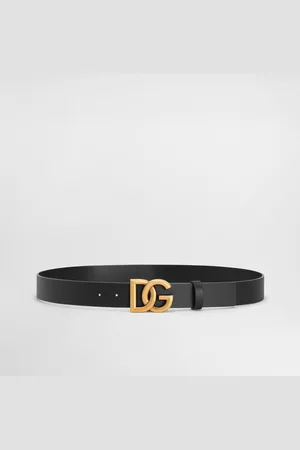 Dolce & Gabbana Lux Leather Belt With Crossover Dg Logo Buckle - Man Belts Multi-colored Leather 80