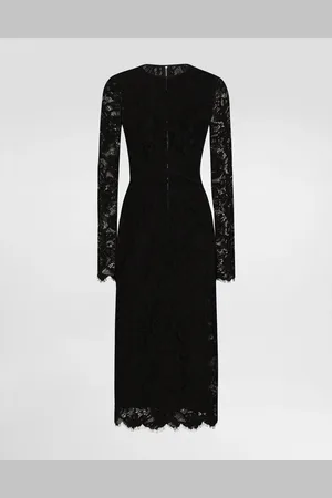 Dolce & Gabbana Flared Calf-length Floral Lace Dress With Contrasting Lining - Woman Dresses 42
