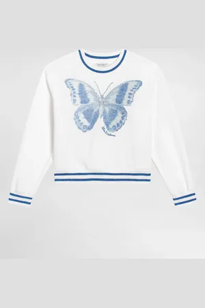 Dolce & Gabbana Round-neck Sweatshirt With Butterfly And Dg Logo - Woman T-shirts And Sweatshirts 2 Years