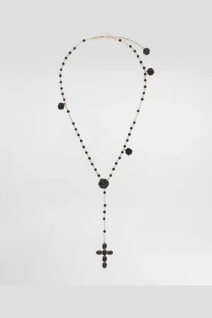 Dolce & Gabbana Yellow Devotion Rosary Necklace With Black Oval Sapphires - Woman Necklaces Metal Onesize