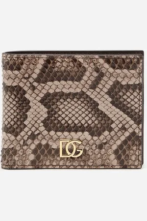 Dolce & Gabbana Python Leather Bifold Wallet With Crossover Dg Logo - Man Wallets And Small Leather Goods Dove Gray Onesize