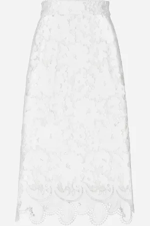 Dolce & Gabbana Cotton Midi Skirt With Floral Openwork Detailing - Woman Skirts 36