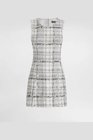 Dolce & Gabbana Lurex Raschel Tweed A-line Minidress With Dg-branded Buttons - Woman Dresses 36