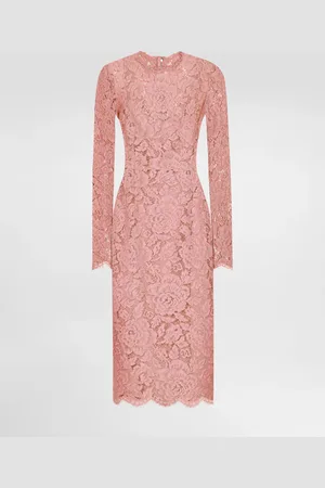 Dolce & Gabbana Calf-length Sheath Dress In Branded Floral Cordonetto Lace - Woman Dresses 36