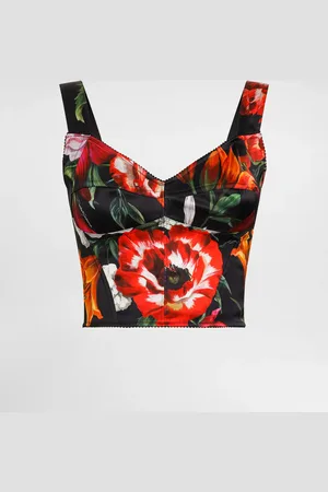 Dolce & Gabbana Flower- Satin Corset - Woman Shirts And Tops 36