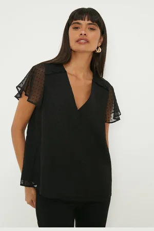 Dorothy Perkins Womens Dobby Chiffon Angel Sleeve Blouse