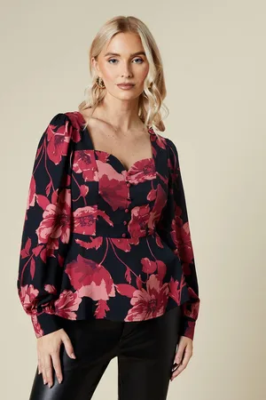 Dorothy Perkins Womens Large Pink Floral Button Front Blouse