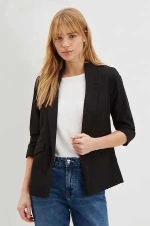 Dorothy Perkins Womens Petite Ruched Sleeve Blazer