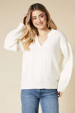 Dorothy Perkins Womens Cable Knitted Collared Jumper