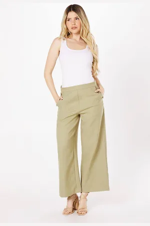 Dorothy Perkins Womens Button Detail Crop Wide Leg Textured Trouser