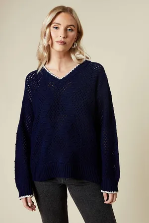 Dorothy Perkins Womens Whipstitch Cable Detail V Neck Jumper