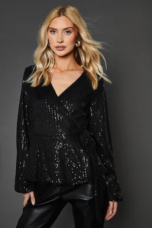 Dorothy Perkins Womens Sequin Tie Waist Wrap Top