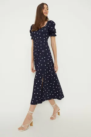 Dorothy Perkins Womens Spot Sweetheart Neckline Midi Dress