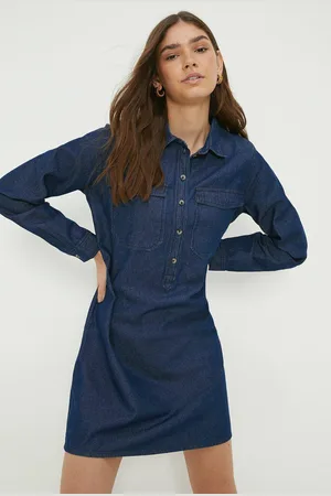 Dorothy Perkins Womens Denim 2 Pocket Mini Shirt Dress