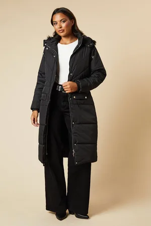 Dorothy Perkins Womens Midi Luxe Quilted Padded Puffer Belted Coat