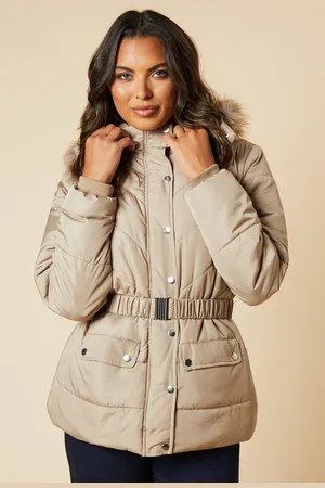 Dorothy Perkins Womens Short Luxe Quilted Padded Puffer Belted Coat