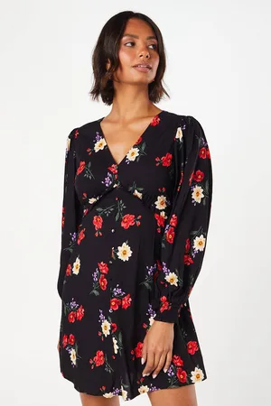 Dorothy Perkins Womens Black Button Front Mini Dress