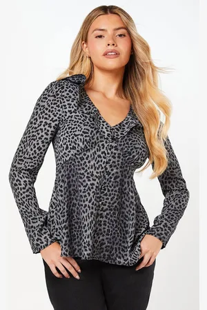 Dorothy Perkins Womens Black Ruffle Neck Long Sleeve Button Front Tea Blouse