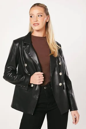 Dorothy Perkins Womens Faux Leather Military Blazer