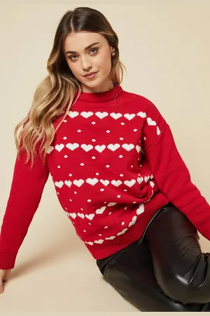 Dorothy Perkins Womens Heart Striped Crew Neck Jumper
