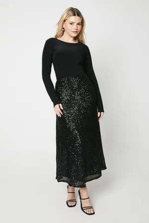 Dorothy Perkins Womens Sequin Midi Skirt