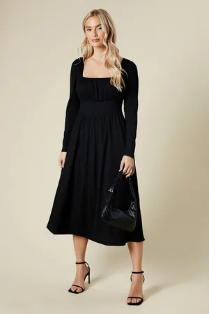 Dorothy Perkins Womens Seam Detail Long Sleeve Midi Dress