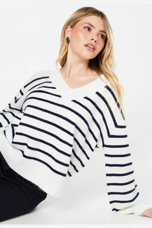 Dorothy Perkins Womens V Neck Stripe Knitted Jumper