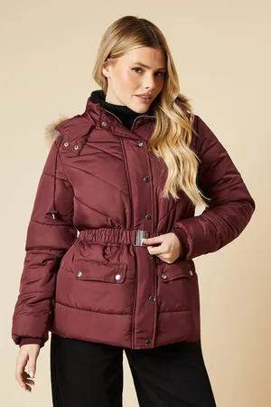Dorothy Perkins Womens Short Luxe Quilted Padded Puffer Belted Coat