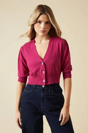 Dorothy Perkins Womens Button Through Cropped Cardigan