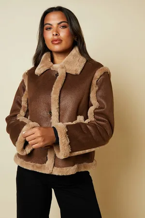 Dorothy Perkins Womens Suede Cropped Aviator Jacket