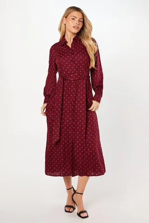 Dorothy Perkins Womens Berry Spot Shirt Dress