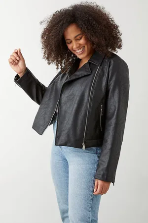 Dorothy Perkins Womens Curve Faux Leather Biker Jacket