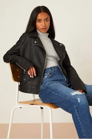 Dorothy Perkins Womens Petite Faux Leather Biker Jacket