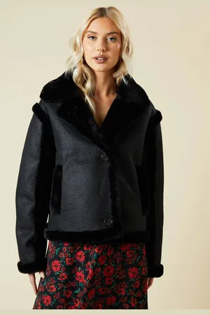 Dorothy Perkins Womens Suede Cropped Aviator Jacket
