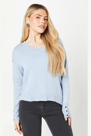 Dorothy Perkins Womens V Neck Button Cuff Jumper