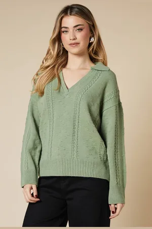 Dorothy Perkins Womens Cable Knitted Collared Jumper
