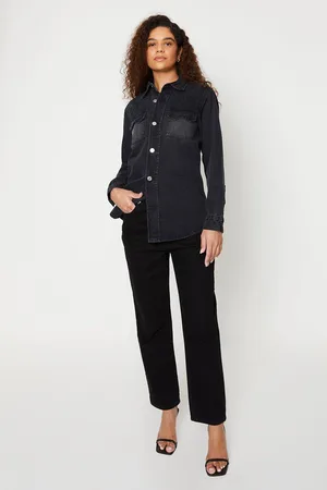 Dorothy Perkins Womens Tall Denim Fitted Western Shirt
